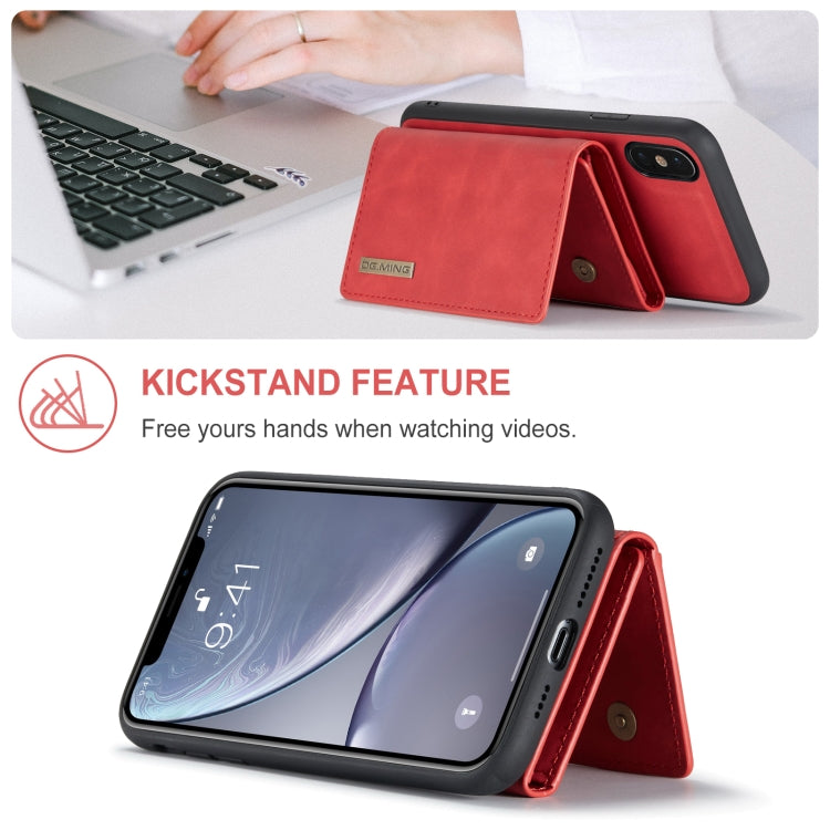 DG.MING M1 Series 3-Fold Multi Card Wallet  Back Cover Shockproof Case with Holder Function For iPhone XS(Red) - HoMEdemic™ 