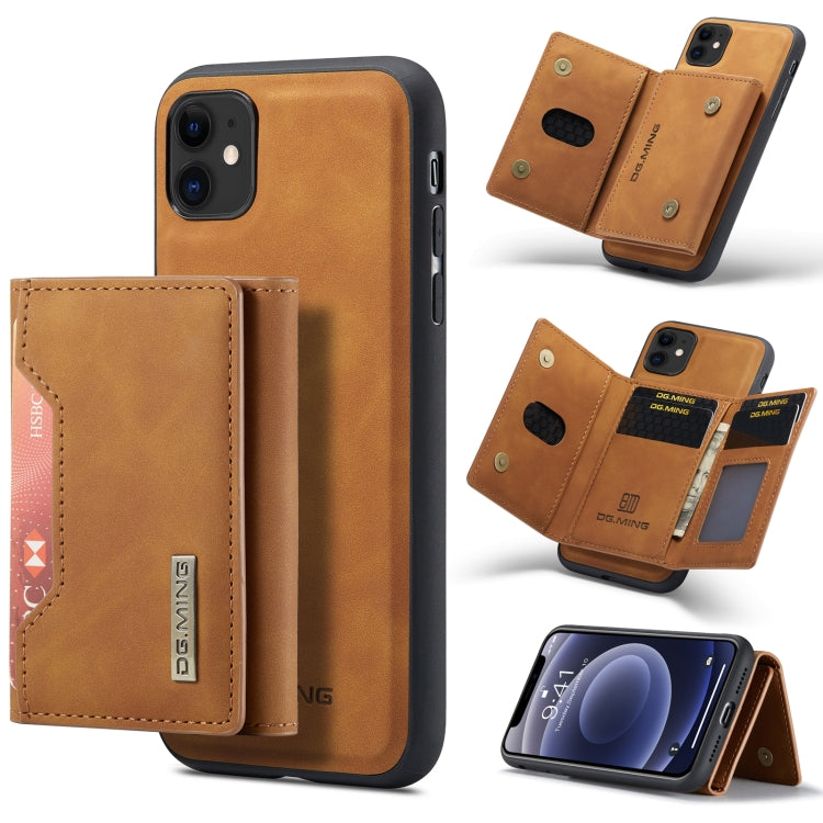 DG.MING M2 Series 3-Fold Multi Card Bag Back Cover Shockproof Case with Wallet & Holder Function For iPhone 11(Brown) - HoMEdemic™ 