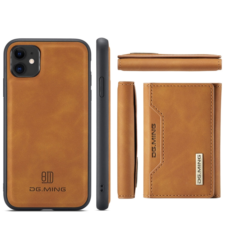 DG.MING M2 Series 3-Fold Multi Card Bag Back Cover Shockproof Case with Wallet & Holder Function For iPhone 11(Brown) - HoMEdemic™ 