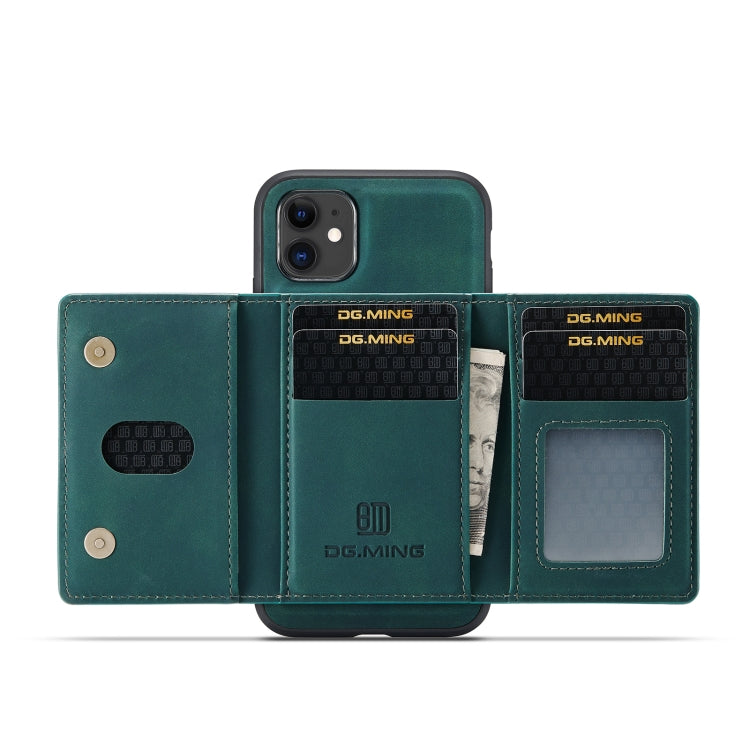 DG.MING M2 Series 3-Fold Multi Card Bag Back Cover Shockproof Case with Wallet & Holder Function For iPhone 11(Green) - HoMEdemic™ 