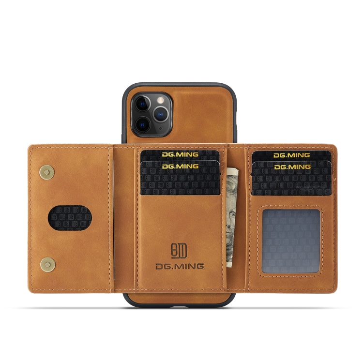 DG.MING M2 Series 3-Fold Multi Card Bag Back Cover Shockproof Case with Wallet & Holder Function For iPhone 11 Pro(Brown) - HoMEdemic™ 