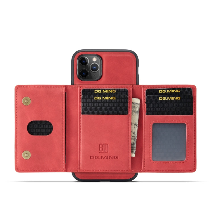 DG.MING M2 Series 3-Fold Multi Card Bag Back Cover Shockproof Case with Wallet & Holder Function For iPhone 11 Pro(Red) - HoMEdemic™ 