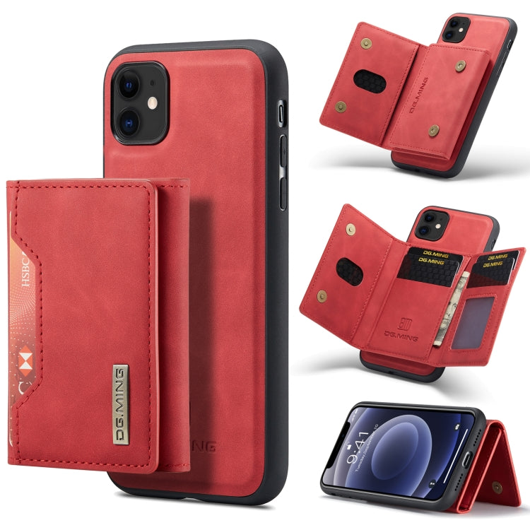 DG.MING M2 Series 3-Fold Multi Card Bag Back Cover Shockproof Case with Wallet & Holder Function For iPhone 11(Red) - HoMEdemic™ 