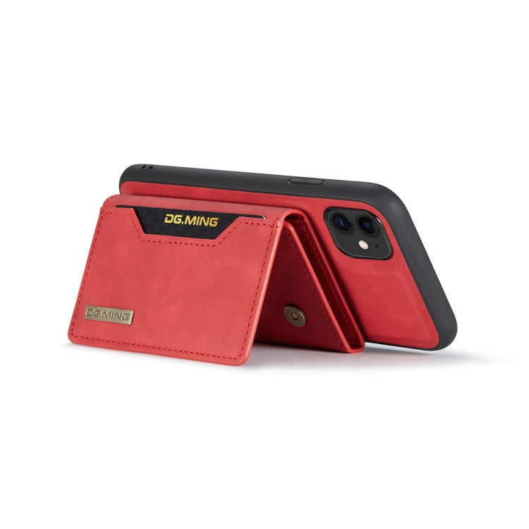 DG.MING M2 Series 3-Fold Multi Card Bag Back Cover Shockproof Case with Wallet & Holder Function For iPhone 11(Red) - HoMEdemic™ 
