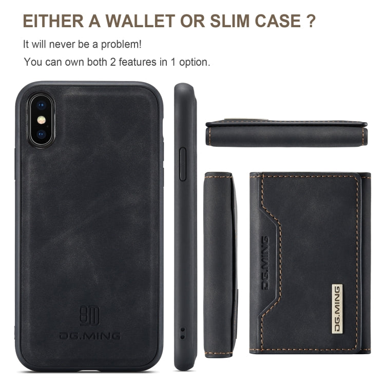 DG.MING M2 Series 3-Fold Multi Card Bag Back Cover Shockproof Case with Wallet & Holder Function For iPhone X(Black) - HoMEdemic™ 