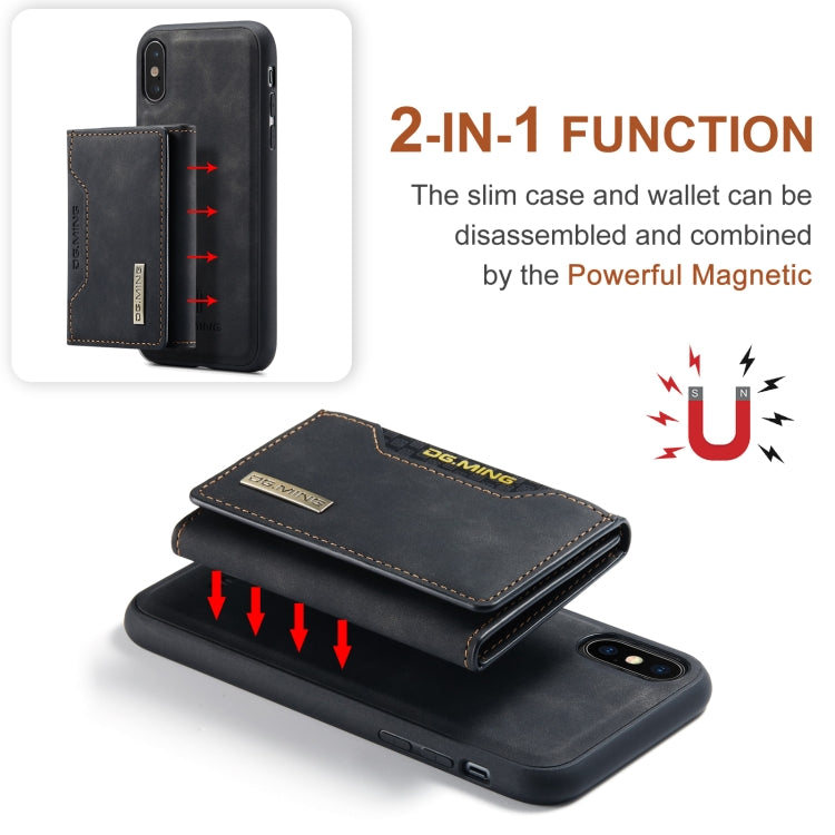 DG.MING M2 Series 3-Fold Multi Card Bag Back Cover Shockproof Case with Wallet & Holder Function For iPhone X(Black) - HoMEdemic™ 