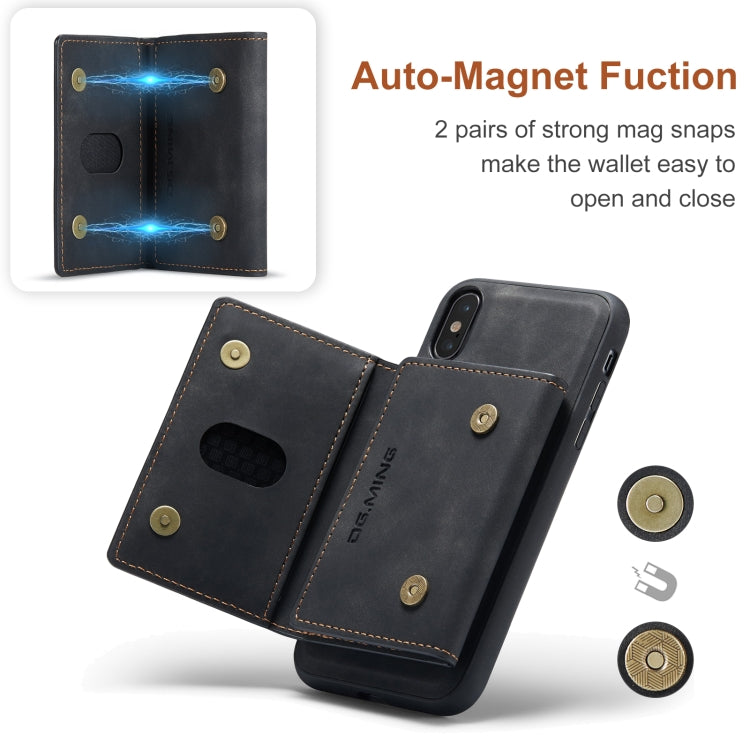 DG.MING M2 Series 3-Fold Multi Card Bag Back Cover Shockproof Case with Wallet & Holder Function For iPhone X(Black) - HoMEdemic™ 