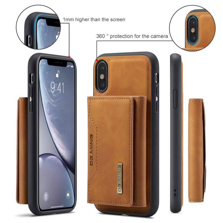 DG.MING M2 Series 3-Fold Multi Card Bag Back Cover Shockproof Case with Wallet & Holder Function For iPhone X(Brown) - HoMEdemic™ 