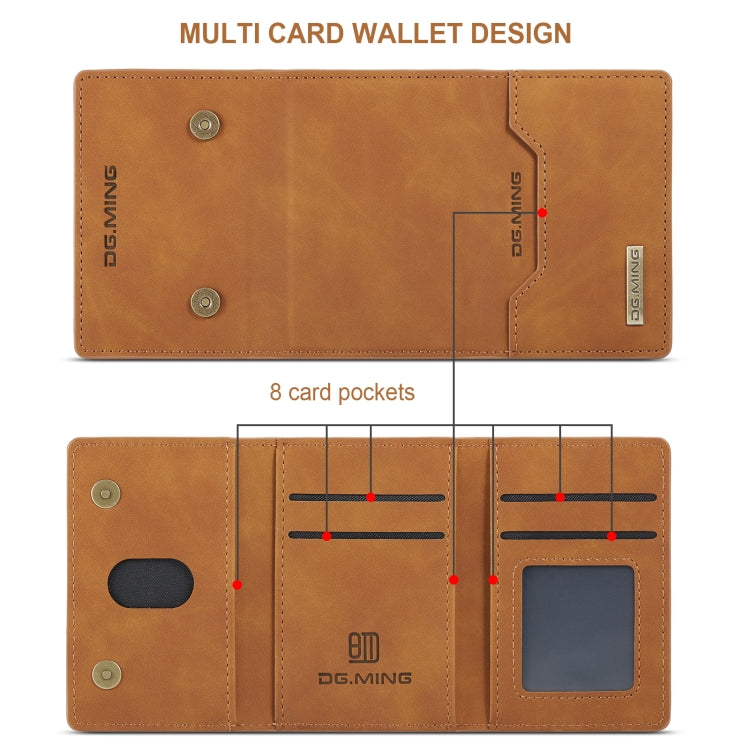 DG.MING M2 Series 3-Fold Multi Card Bag Back Cover Shockproof Case with Wallet & Holder Function For iPhone X(Brown) - HoMEdemic™ 