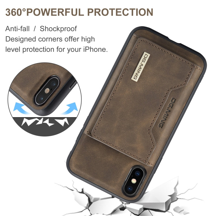 DG.MING M2 Series 3-Fold Multi Card Bag Back Cover Shockproof Case with Wallet & Holder Function For iPhone X(Coffee) - HoMEdemic™ 