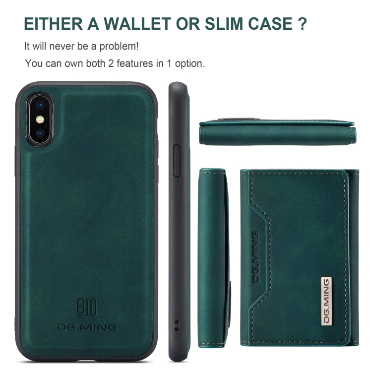 DG.MING M2 Series 3-Fold Multi Card Bag Back Cover Shockproof Case with Wallet & Holder Function For iPhone X(Green) - HoMEdemic™ 