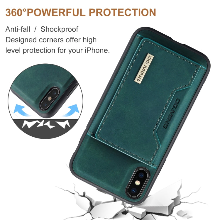 DG.MING M2 Series 3-Fold Multi Card Bag Back Cover Shockproof Case with Wallet & Holder Function For iPhone X(Green) - HoMEdemic™ 