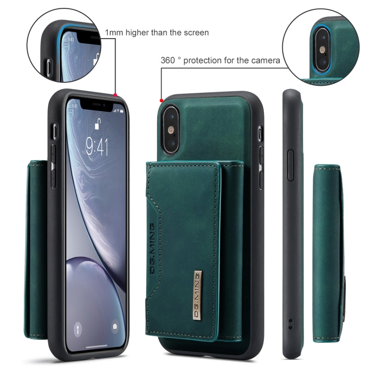 DG.MING M2 Series 3-Fold Multi Card Bag Back Cover Shockproof Case with Wallet & Holder Function For iPhone X(Green) - HoMEdemic™ 