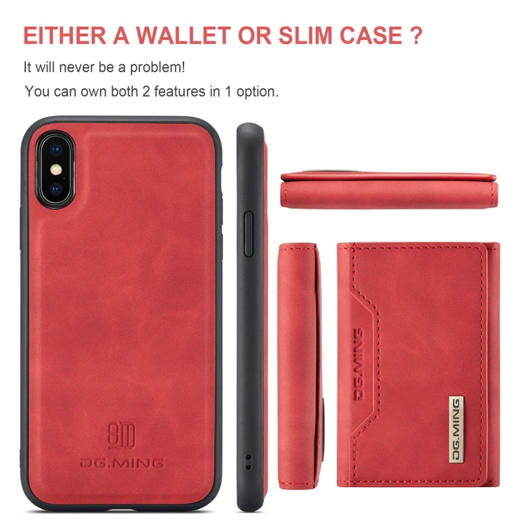 DG.MING M2 Series 3-Fold Multi Card Bag Back Cover Shockproof Case with Wallet & Holder Function For iPhone X(Red) - HoMEdemic™ 