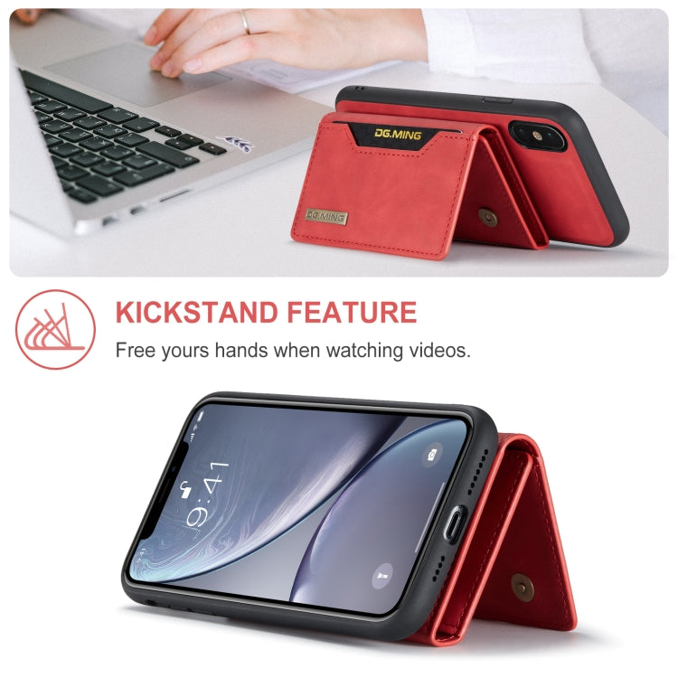 DG.MING M2 Series 3-Fold Multi Card Bag Back Cover Shockproof Case with Wallet & Holder Function For iPhone X(Red) - HoMEdemic™ 