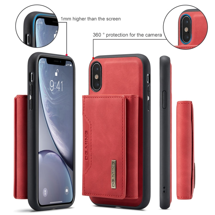 DG.MING M2 Series 3-Fold Multi Card Bag Back Cover Shockproof Case with Wallet & Holder Function For iPhone X(Red) - HoMEdemic™ 
