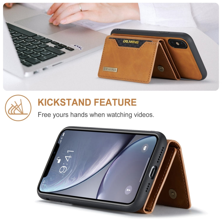 DG.MING M2 Series 3-Fold Multi Card Bag Back Cover Shockproof Case with Wallet & Holder Function For iPhone XS(Brown) - HoMEdemic™ 
