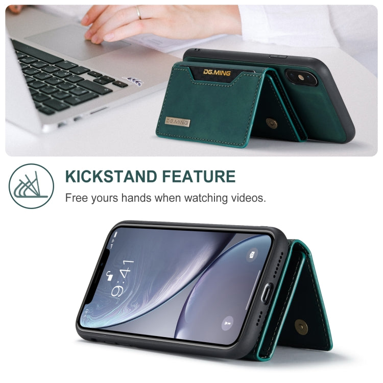DG.MING M2 Series 3-Fold Multi Card Bag Back Cover Shockproof Case with Wallet & Holder Function For iPhone XS(Green) - HoMEdemic™ 