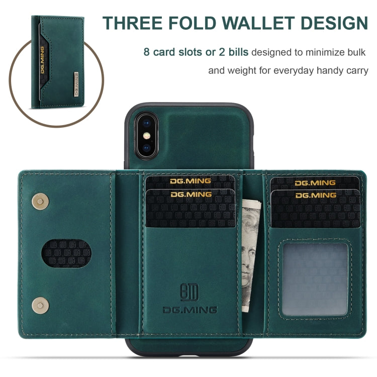 DG.MING M2 Series 3-Fold Multi Card Bag Back Cover Shockproof Case with Wallet & Holder Function For iPhone XS Max(Green) - HoMEdemic™ 