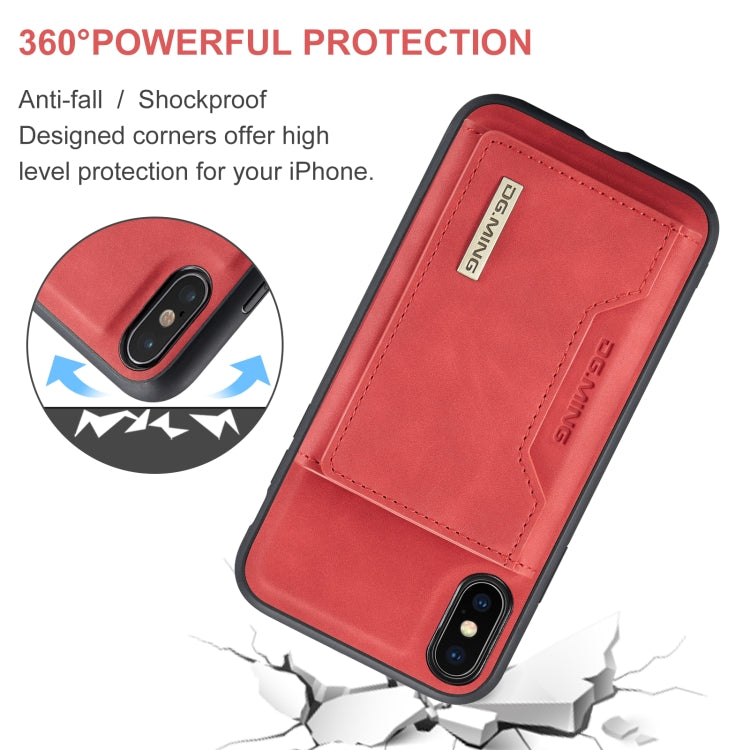 DG.MING M2 Series 3-Fold Multi Card Bag Back Cover Shockproof Case with Wallet & Holder Function For iPhone XS Max(Red) - HoMEdemic™ 