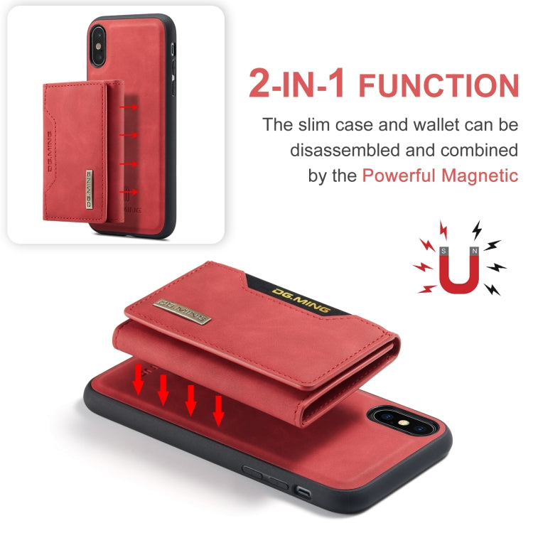 DG.MING M2 Series 3-Fold Multi Card Bag Back Cover Shockproof Case with Wallet & Holder Function For iPhone XS Max(Red) - HoMEdemic™ 