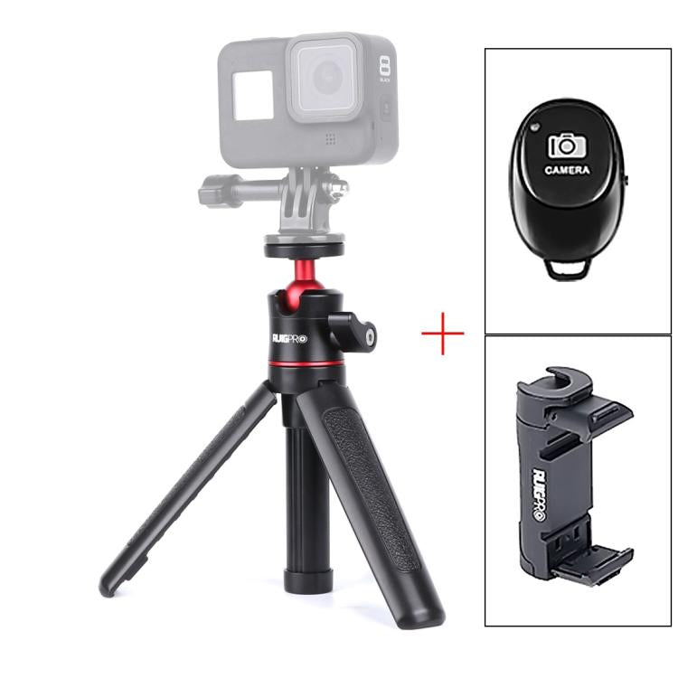 RUIGPRO Multi-functional Foldable Tripod Holder Selfie Monopod Stick with Ball Head & Phone Clamp & Bluetooth Remote Control for GoPro, Insta360, DJI and Other Action Cameras(Black) - HoMEdemic™ 