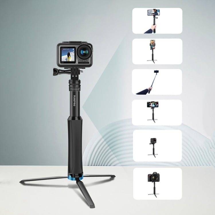 RUIGPRO One-piece Handheld Tripod Selfie Stick Telescopic Monopod Mount for GoPro, Insta360, DJI and Other Action Cameras(Black) - HoMEdemic™ 