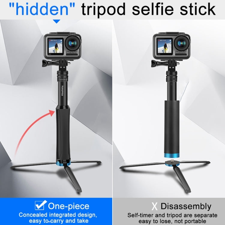 RUIGPRO One-piece Handheld Tripod Selfie Stick Telescopic Monopod Mount for GoPro, Insta360, DJI and Other Action Cameras(Black) - HoMEdemic™ 