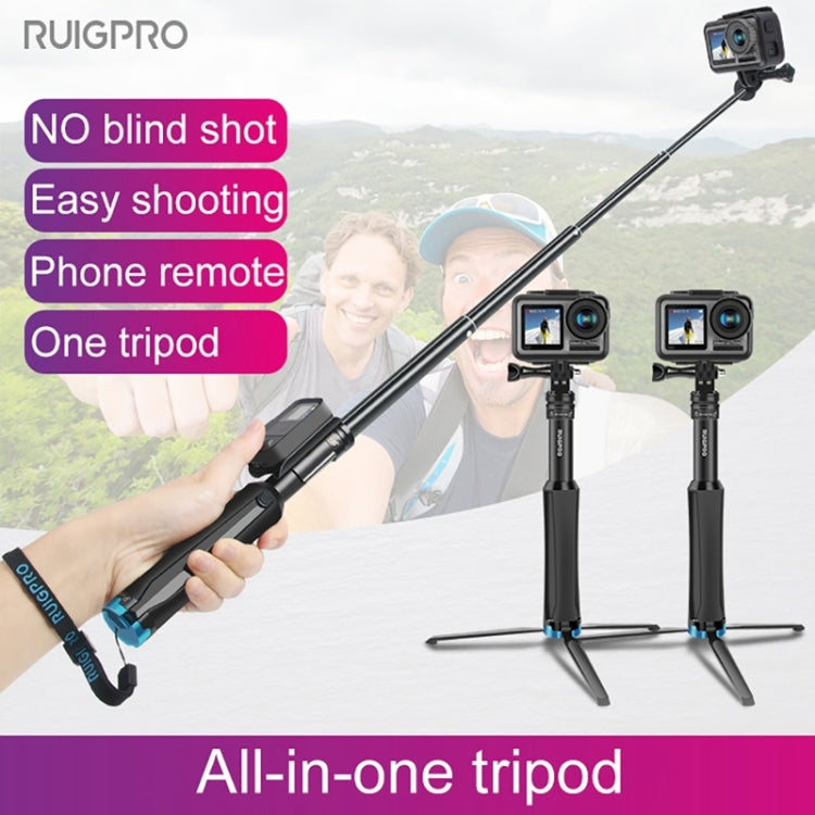 RUIGPRO One-piece Handheld Tripod Selfie Stick Telescopic Monopod Mount for GoPro, Insta360, DJI and Other Action Cameras(Black) - HoMEdemic™ 