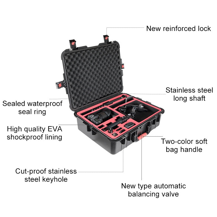 PGYTECH P-RH-001 Shockproof Waterproof Explosion-proof Hard Box Carrying Case for DJI Ronin-S, Size: 63.4x50.3cm(Black) - HoMEdemic™ 
