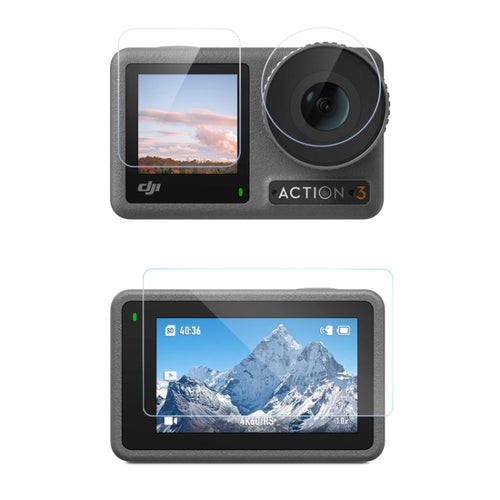 For DJI Osmo Action 3 3-in-1 Lens Front and Back Screen Diamond Explosion-proof Film, For DJI Osmo Action 3 - HoMEdemic™ 