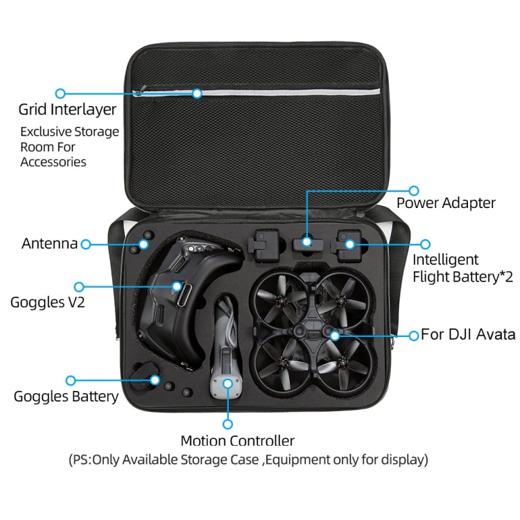 For DJI Avata Shockproof Large Carrying Hard Case Shoulder Storage Bag, Size: 38 x 28 x 15cm(Black) - HoMEdemic™ 