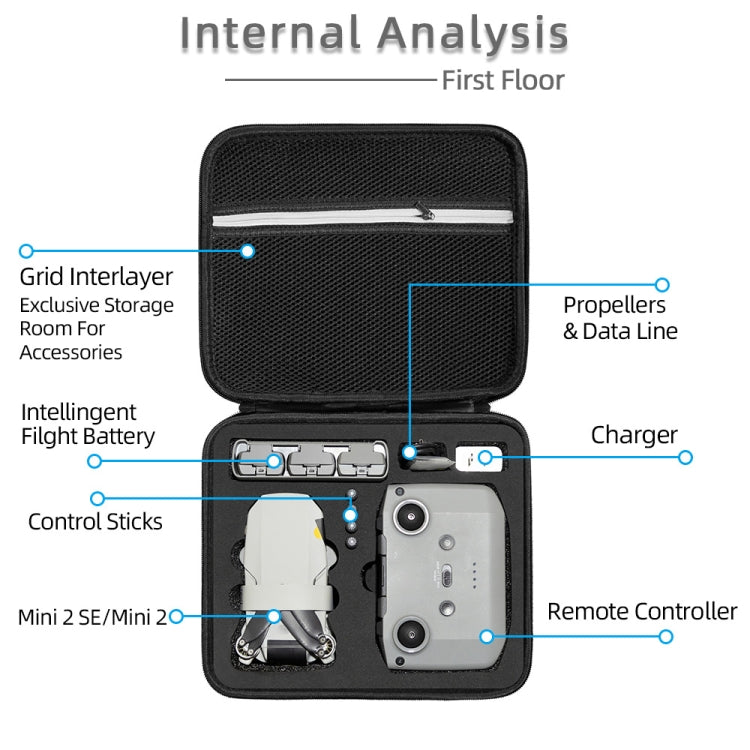 For DJI Mini 2 SE Square Shockproof Hard Case Carrying Storage Bag, Size: 28 x 23 x 10cm (Black) - HoMEdemic™ 