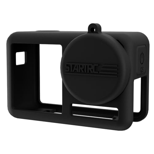 For DJI OSMO Action 4 / 3 STARTRC Silicone Shockproof Case with Lens Cap & Strap (Black) - HoMEdemic™ 