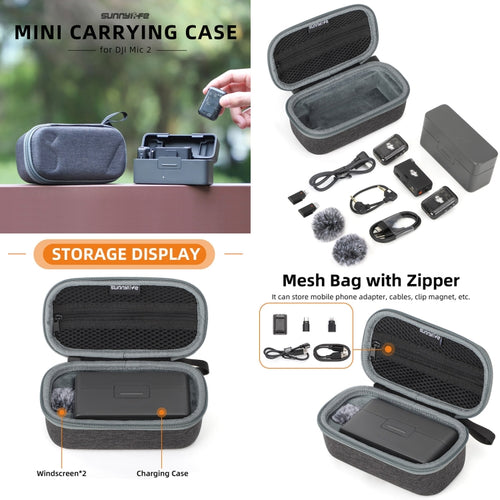 For DJI Mic 2 Sunnylife B770 Mini Carrying Case Wireless Microphone Storage Bag (Grey) - HoMEdemic™ 