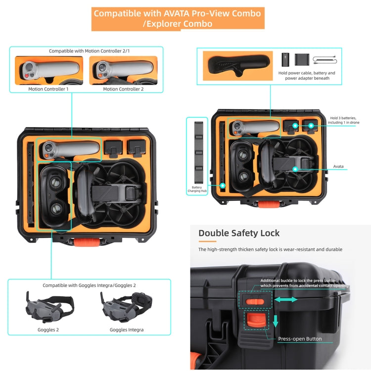 For DJI Avata Sunnylife AQX-6-U Upgraded Waterproof Shockproof Safety Carry Case Storage Bag (Black) - HoMEdemic™ 