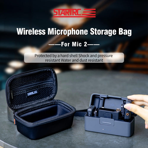 For DJI MIC 2 STARTRC Diamond Texture PU Portable Carry Case with Carabiner & Strap (Black) - HoMEdemic™ 