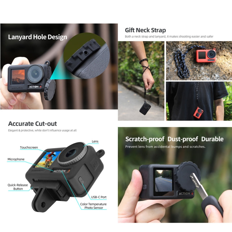 For DJI Osmo Action 5 Pro / 4 / 3 Sunnylife 2pcs Silicone Lens Cap (Black) - HoMEdemic™ 