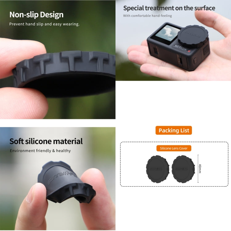For DJI Osmo Action 5 Pro / 4 / 3 Sunnylife 2pcs Silicone Lens Cap (Black) - HoMEdemic™ 