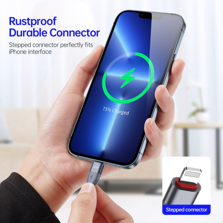 DUZZONA A1 PD 20W Type-C to 8 Pin Fast Charging Data Cable, Length: 1m(Grey) - HoMEdemic™ 