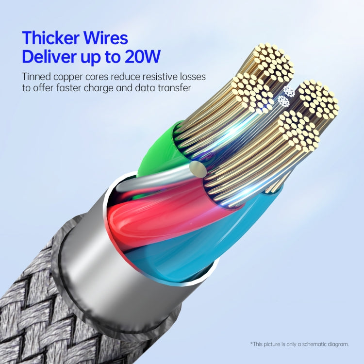 DUZZONA A1 PD 20W Type-C to 8 Pin Fast Charging Data Cable, Length: 1m(Grey) - HoMEdemic™ 