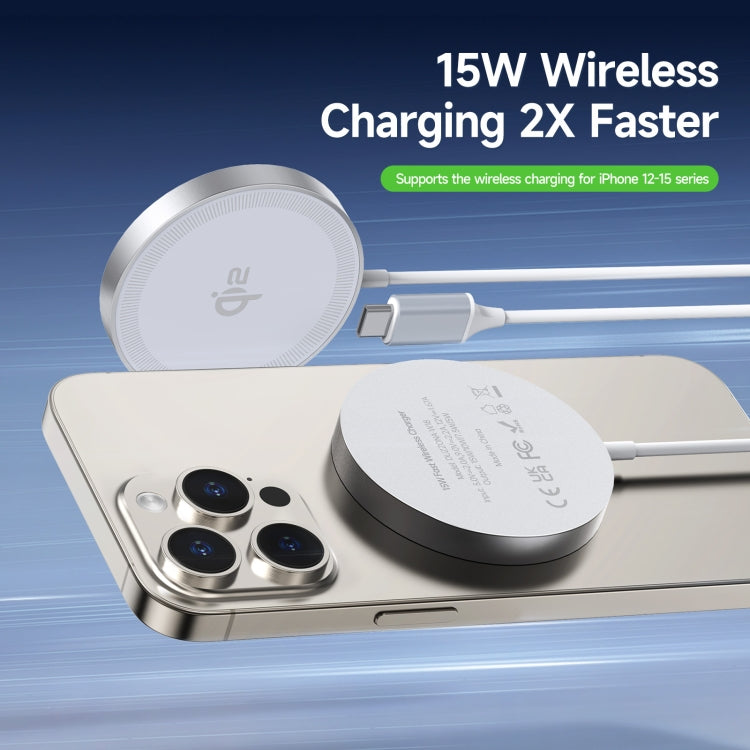 DUZZONA W18 15W Qi2 MagSafe Magnetic Suction Wireless Charger(White) - HoMEdemic™ 