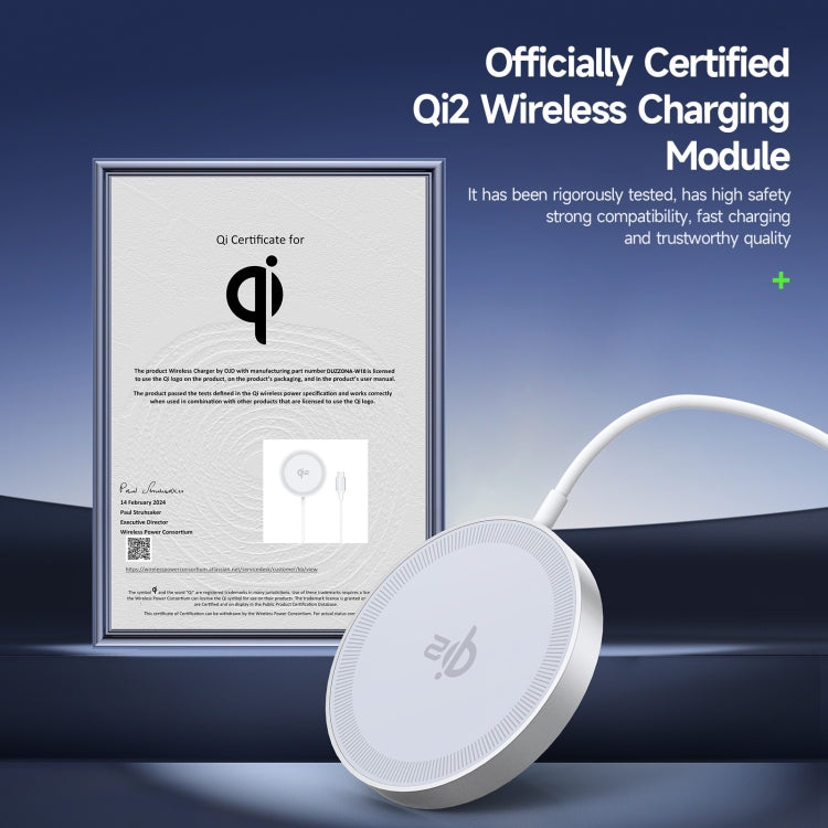 DUZZONA W18 15W Qi2 MagSafe Magnetic Suction Wireless Charger(White) - HoMEdemic™ 