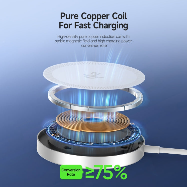 DUZZONA W18 15W Qi2 MagSafe Magnetic Suction Wireless Charger(White) - HoMEdemic™ 