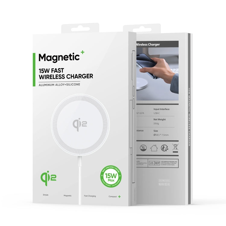 DUZZONA W18 15W Qi2 MagSafe Magnetic Suction Wireless Charger(White) - HoMEdemic™ 
