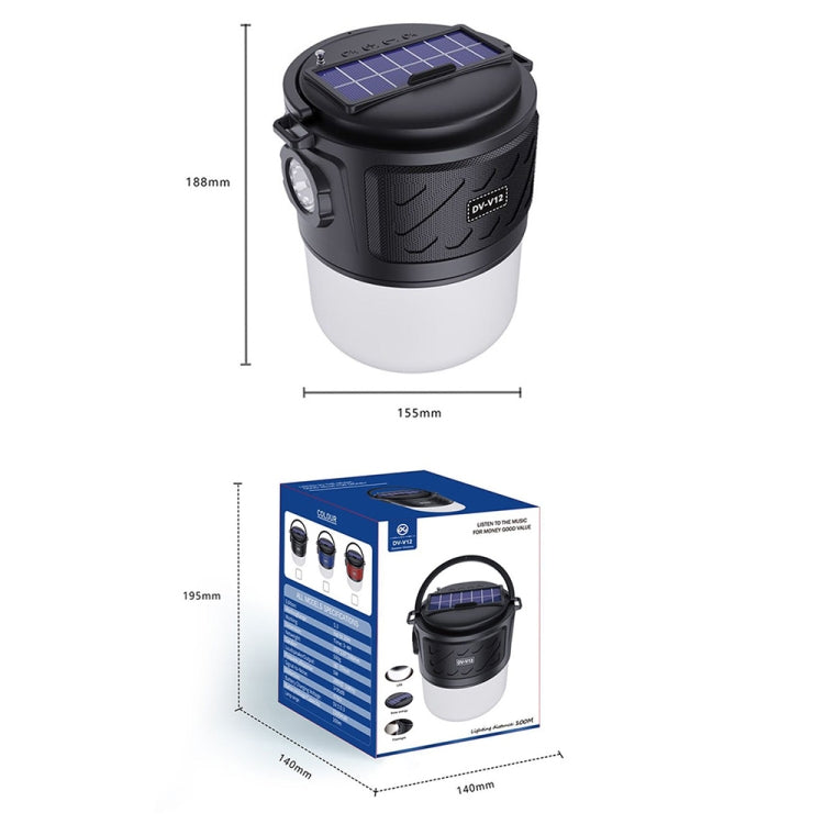 DV-V12 Outdoor Solar Camping Light FM Card Bluetooth Speaker(Blue) - HoMEdemic™ 
