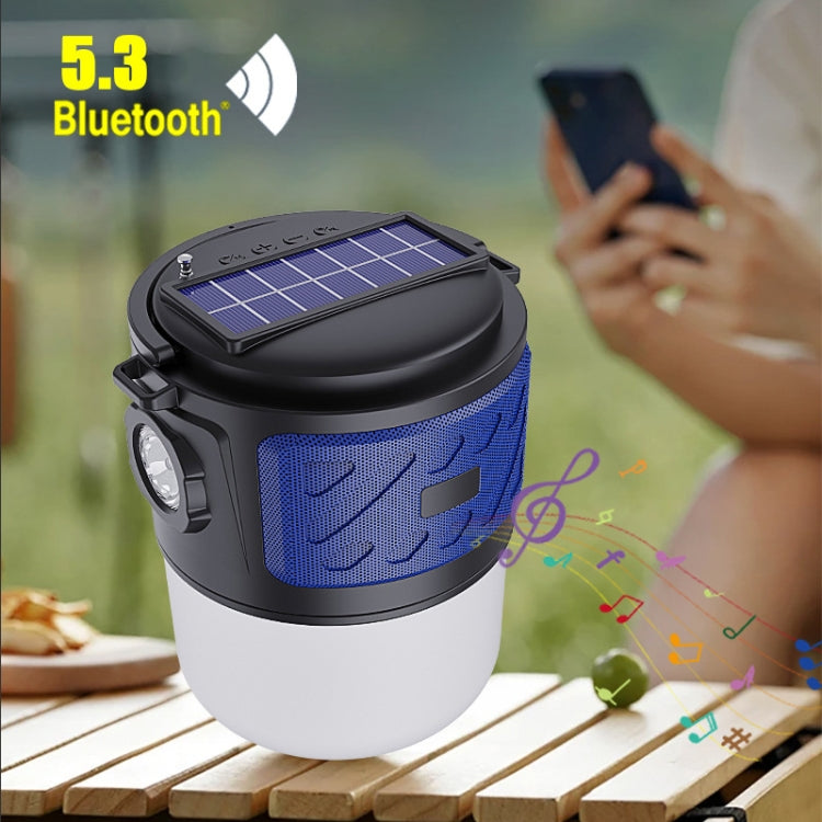 DV-V12 Outdoor Solar Camping Light FM Card Bluetooth Speaker(Blue) - HoMEdemic™ 