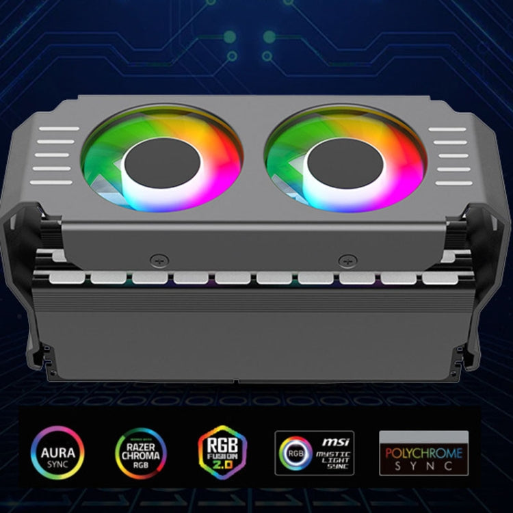 Desktop ARGB Memory Cooler PWM Temperature Control Dual Fan, For DDR / DDR2 / DDR3 / DDR4 / DDR5(Black) - HoMEdemic™ 
