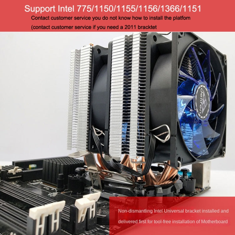 Desktop Computer 6 Copper Tube CPU Radiator Super Quiet Without Light 3-pin Double Fan - HoMEdemic™ 