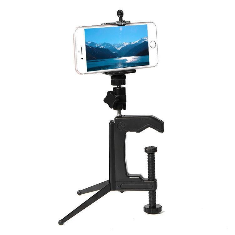 Desktop Fixed Clamp Holder Mount with Tripod Adapter for GoPro, Insta360, DJI and Other Action Cameras, Clamp Size: 1 - 6 cm - HoMEdemic™ 